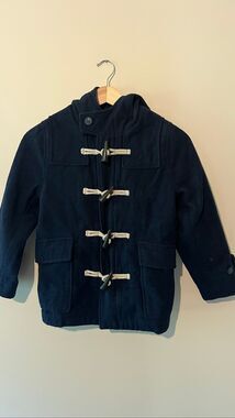 GAP Kids Navy Blue Wool Blend Toggle Duffle Coat Jacket Size S (6-7)
